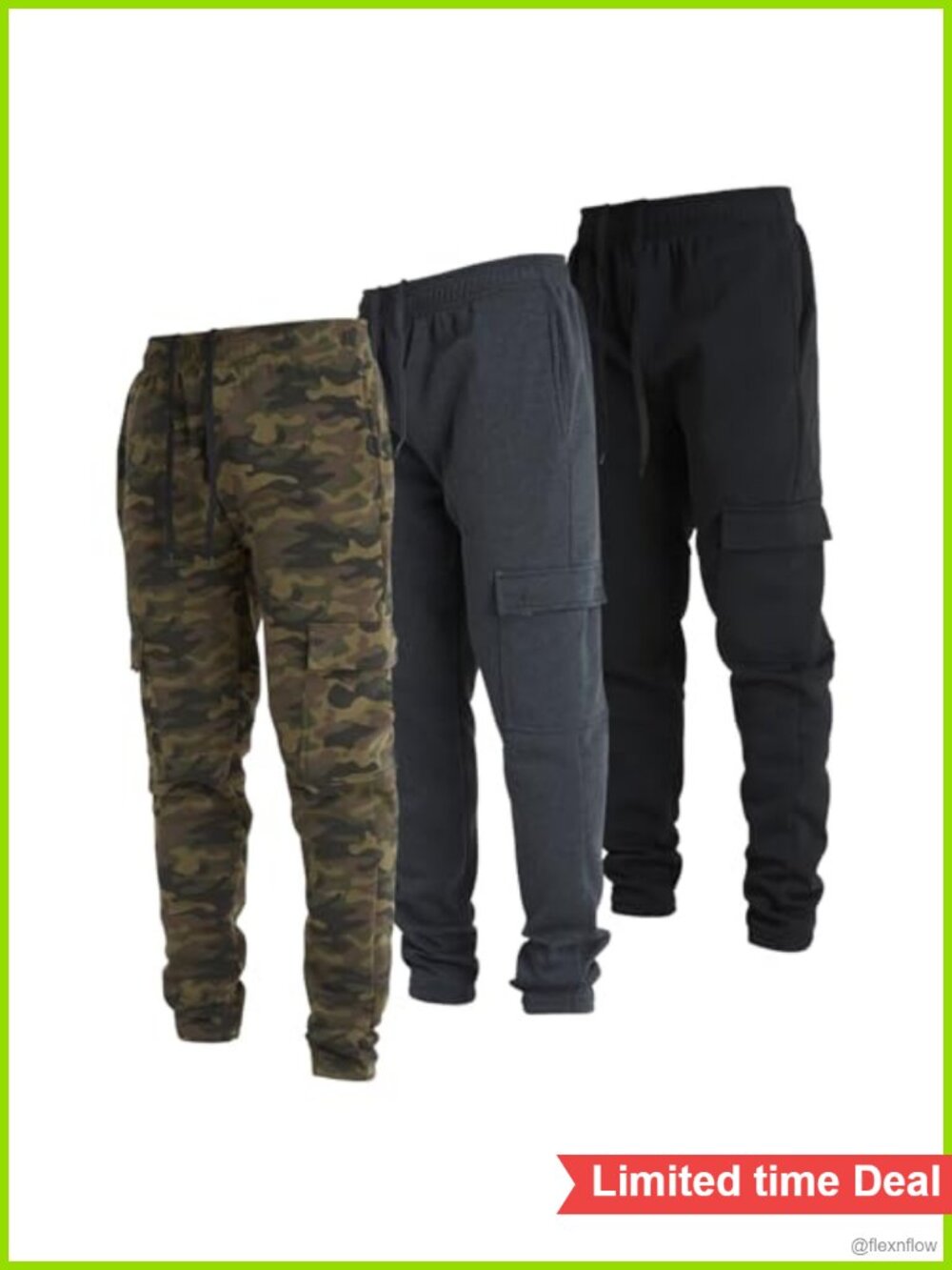 Men's Open Bottom Sweatpants 3 Pack Lightweight Lounge Joggers with Pockets